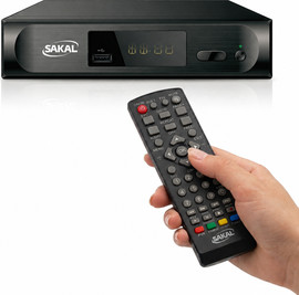 SAKAL ממיר עידן פלוס DVB-T2 דגם SKL-06F הקלטה ל-USB תפריט בעברית כולל אנטנה מגנטית ושלט HDMI ו-RCA לקליטת שידורי טלוויזיה ורדיו דיגיטליים קרקעיים