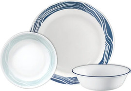 Corelle סט צלחות קורל 18 חלקים ל 6 סועדים דגם Acadia  תוצרת קורנינג ארה"ב  – הצלחות הדקות והחזקות בעולם!