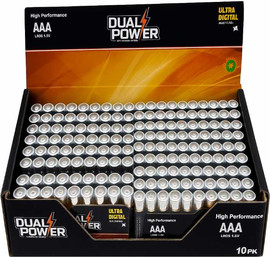 Dual power מארז 10סול' AAA אולטרה אלקליין  16x10+מדבקות תלייה  DUAL POWER