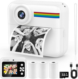 טלבר פופ מצלמת סלפי דיגיטלית מדפיסה לילדים Full HD עם ממשק הפעלה, 3 גלילי נייר וטושים