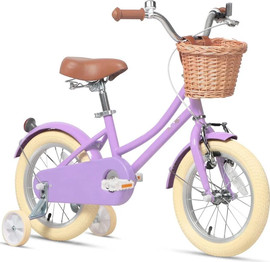 Hajoj Connect אופניים בעיצוב וינטג' לילדים קונקט סטייל Connect Style גלגלי "18, גלגלי עזר וסלסלה לגילאי 5-6 - סגול