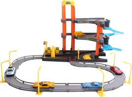 צעצועי שירן חניון תלת קומתי עם כביש, מעלית ו 4 מכוניות משחק
