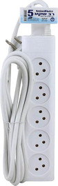 Semicom רב שקע 5 שקעים Semicom SW-MS5-3M באורך 3 מטר