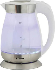 HYUNDAI קומקום זכוכית Hyundai HYK-1781W 2000W 1.7L - בצבע כסף