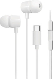 Gplus אוזניות חוט כפתור Type-C עם מיקרופון GPlus - צבע לבן
