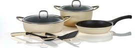 סולתם מארז כלי בישול סט (7) חלק קרם ROYAL-RICHSTONE יציקת אלומיניום סולתם