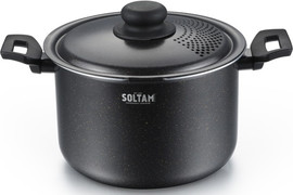 סולתם סיר אלומיניום לפסטה Soltam Optima 22 ס"מ, 5.5 ליטר - צבע שחור