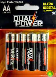 Dual power בליסטר 4 סוללות AA אולטרה אלקליין  DUAL POWER