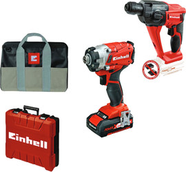 EINHELL סט מברגת אימפקט + גוף פטישון נטען +סוללה18 V בעוצמה 2.0 MAh +מטען מהיר +מזוודה +תיק מהודר