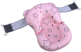 BABY Queenix צף-קל - כרית אמבטיה לתינוק רצועות אבטחה - ורוד כוכבים