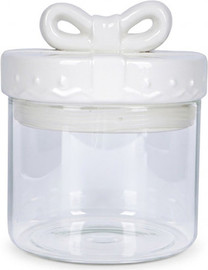HOME&MORE צנצנת זכוכית מהודרת | 1 ליטר | Ribbon Glass jAR