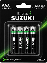Suzuki סוללות אלקליין AAA SUZUKI Energy – מארז 4 יחידות