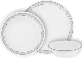 Corelle סט צלחות קורל 12 חלקים ל4 סועדים דגם Mystic Gray קורנינג ארה"ב