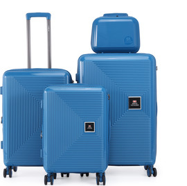 Swiss Voyager סט מזוודות קשיחות בלתי שבירות במגוון צבעים 20/26/30 אינץ' Swiss Boston - תיק איפור במתנה בצבע כחול