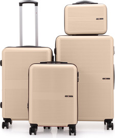 Swiss Voyager סט מזוודות קשיחות 20/24/28 אינץ' Swiss Voyager Bronx בצבע שמפנייה - תיק איפור 14" במתנה