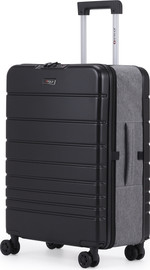 Swiss Voyager מזוודת טרולי 20" מתקפלת עליה למטוס דגם XFOLD מבית Swiss Voyager בצבע שחור