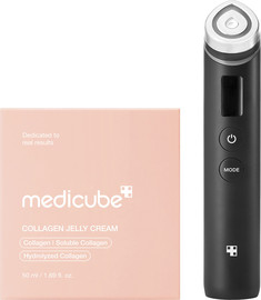 MEDICUBE מארז מכשיר לשיפור ספיגת מוצרי לחות לעור הפנים - שחור + קרם ג'לי קולוגן