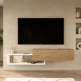 Homax Onix KBL1-SW- אלון - לבן - מזנון טלוויזיה צף