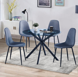 Homax Odin Set - פינת אוכל שולחן זכוכית עם 4 כיסאות