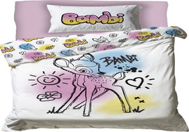 ורדינון מצעי כותנה לילדים מיטת יחיד 90/200 ס"מ Bambi Graffiti