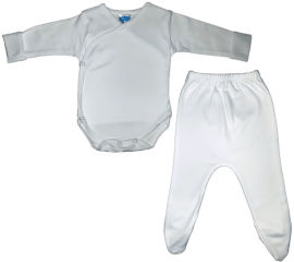 Babyco בגד גוף חזיה ורגלית לתינוק 100% כותנה אינטרלוק מידה 0-3 חודשים - לבן