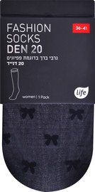 לייף גרב נשים פפיונים אורך ברך שחור 36-41
