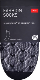 לייף גרב נשים רשת אורך רגיל שחור 36-41
