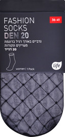 לייף גרב נשים מעויינים אורך רגיל שחור 36-41