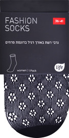 לייף גרב נשים פרחים אורך רגיל שחור 36-41