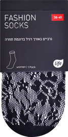 לייף גרב נשים תחרה אורך רגיל שחור 36-41