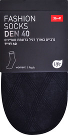 לייף גרב נשים מעויינים אורך רגיל שחור 36-41