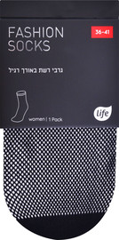 לייף גרב נשים רשת אורך רגיל שחור 36-41