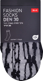 לייף גרב נשים תחרה אורך רגיל שחור 36-41
