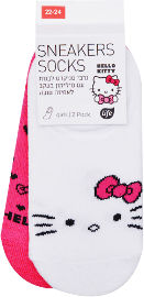 Life לייף זוג גרבי סניקרס הלו קיטי בנות לבן