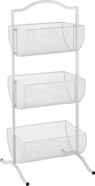 BoxShop מעמד אחסון מתכתי 3 סלסלות רשת - צבע לבן