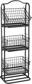 BoxShop מעמד אחסון 3 תאים עם סלסלות מתכווננות - צבע שחור