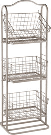 BoxShop מעמד אחסון 3 תאים עם סלסלות מתכווננות - צבע מוקה