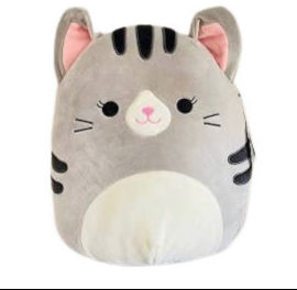 Squishmallow בובת כרית רכה טלי החתולה האפור 12 ס"מ