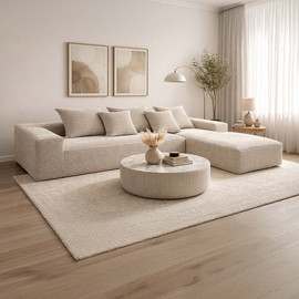 Tranquila ספה פינתית קורדרוי שמנת 280 ס״מ – שזלונג שמאלי