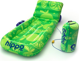 winstore מזרון ים מיטה עם מעמד כוסות ועוגן Hippo - ירוק לימון