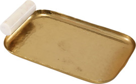 B-DECOR מגש נירוסטה ידיות שיש EliotBrassGold בגודל 24X15X4 בצבע