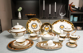 B-DECOR סרוויס 170 חלקים פורצלן בון צ'יינה בגודל 170 חלקים בצבע לבן זהב
