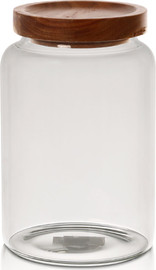 B-DECOR צנצנת זכוכית 1200 מ״ל – מכסה עץ שיטה