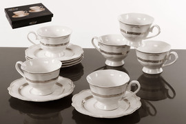 B-DECOR סט ספלי תה 12 חלקים Silver פורצלן בון צ'יינה