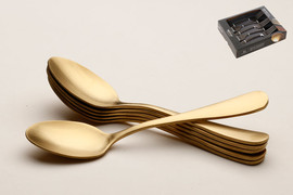B-DECOR סט 6 כפיות נירוסטה בגימור זהב מט