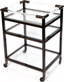 B-DECOR עגלת שירות 3 קומות זכוכית ואקריליק Black Nickel