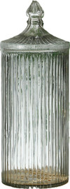 B-DECOR צנצנת+מכסה 18X18X48 HEND MADE GLASS
