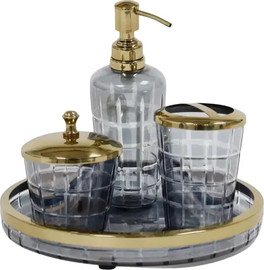 B-DECOR סט אביזרי אמבטיה 26X26X21 ס"מ זכוכית מעושנת Brass Variable Glass