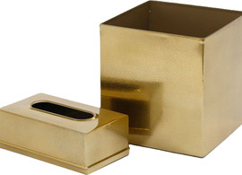 B-DECOR סט פח ומתקן לטישו בגוון זהב עם טקסטורה עדינה B-DECOR