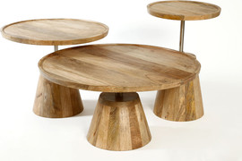 B-DECOR סט 3 שולחנות עץ מנגו